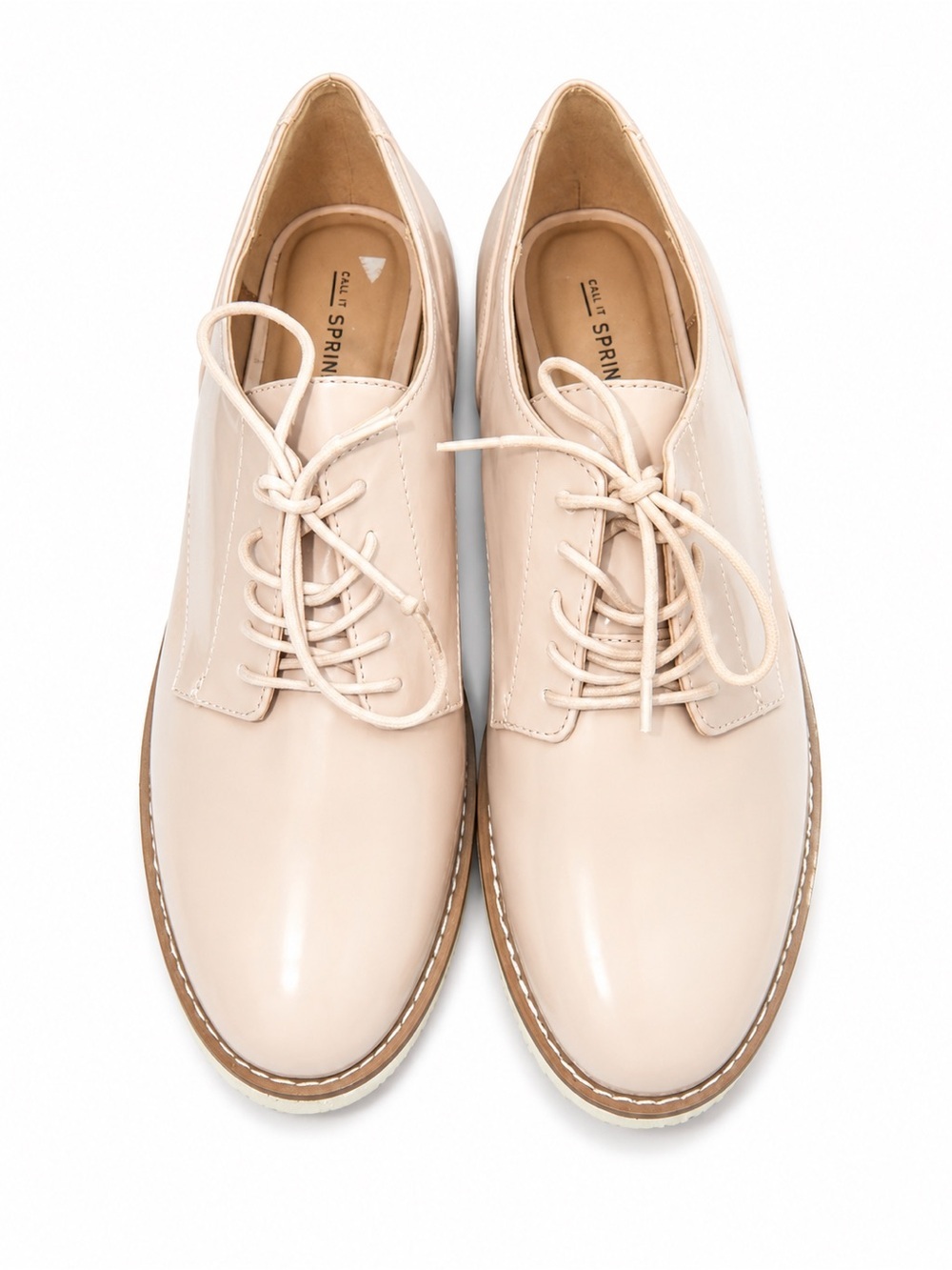 Call It Spring Nude Patent Oxford Lace Up Shoes Women’s Size 11